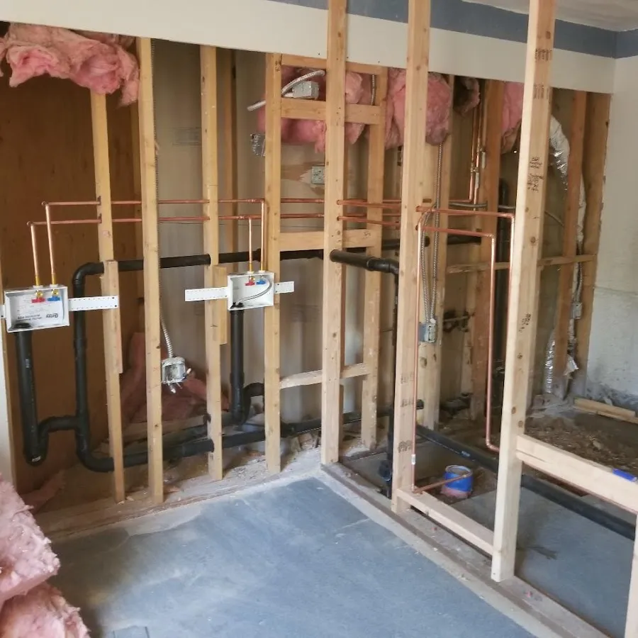 Copper pipe rough-in and plumbing installation in Baldwin